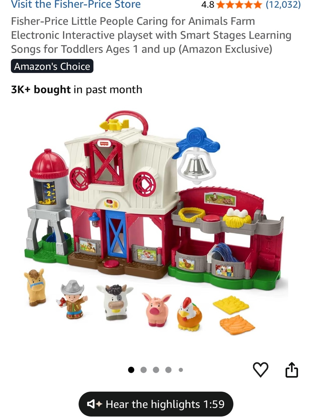 Fisher-Price Classic Red and White Farm Playset with Blue and Yellow Accents